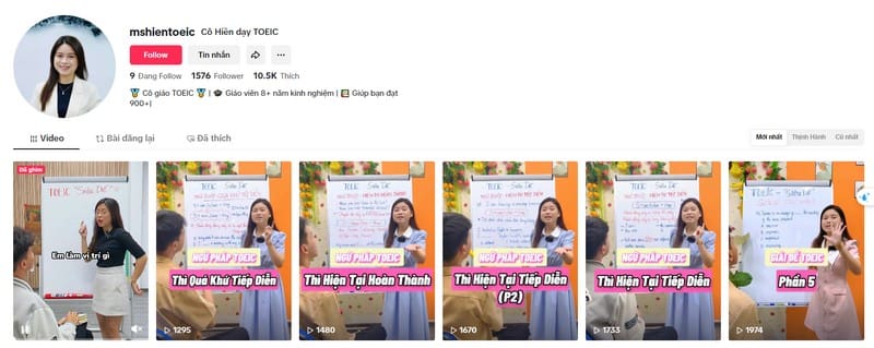 Kênh của Ms. Hiền TOEIC giúp bạn học và luyện thi TOEIC hiệu quả