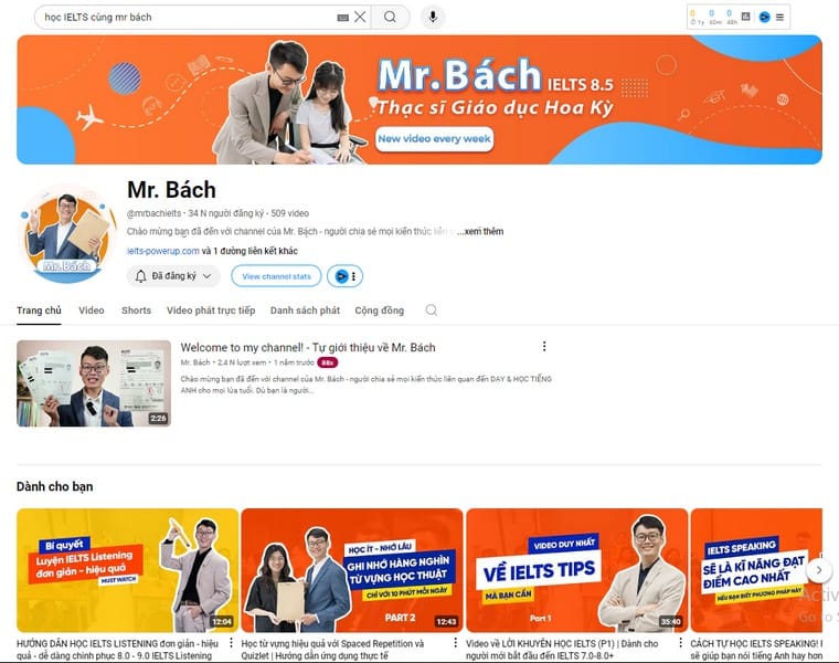 Kênh học IELTS cùng Mr. Bách