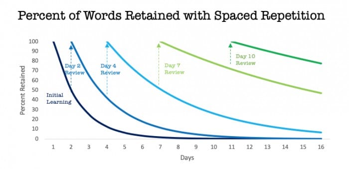 Cách học từ vựng với phương pháp Spaced Repetition phù hợp khi học tiếng Anh cho người mất căn bản